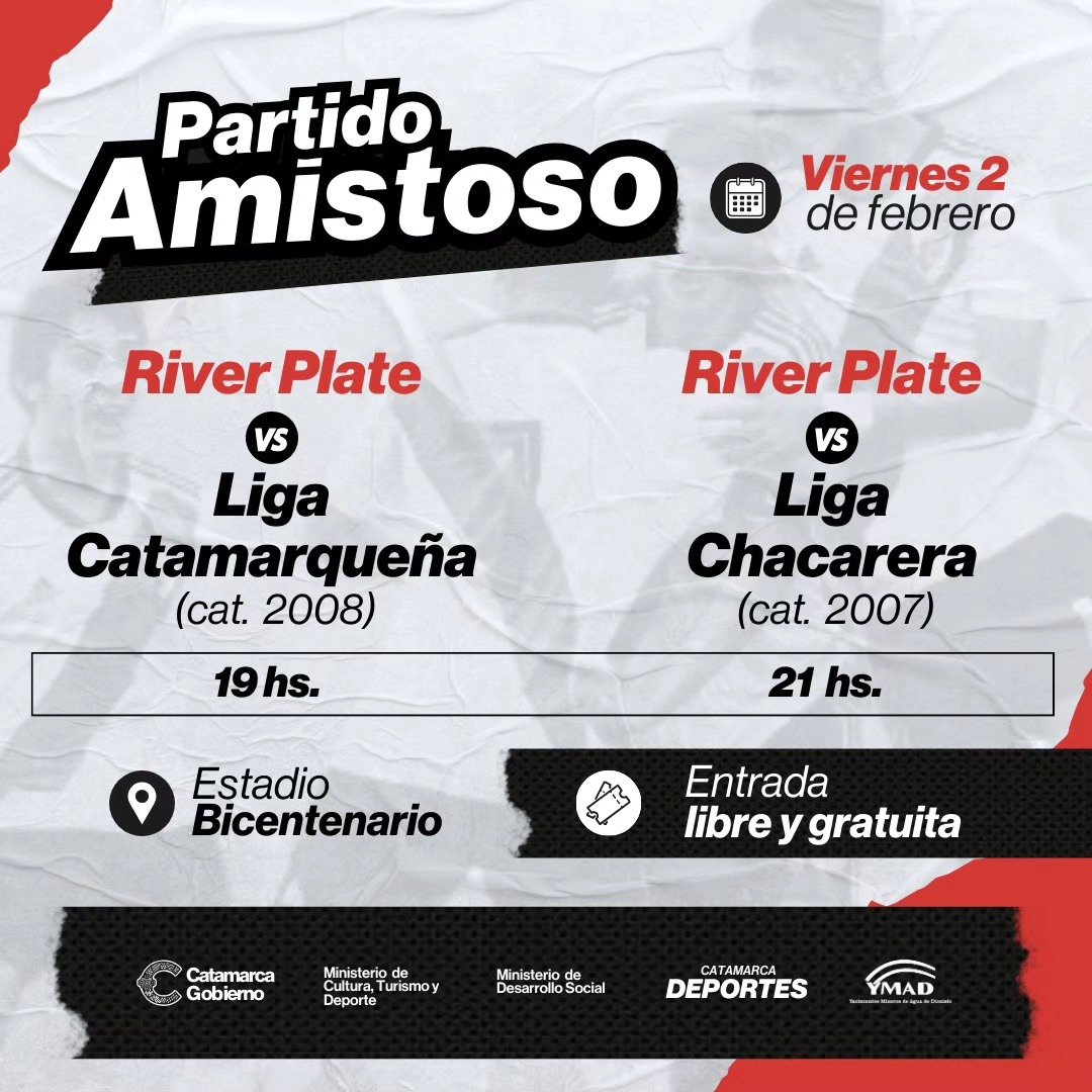 Las formativas de la Liga Chacarera y Catamarqueña jugarán amistosos con River